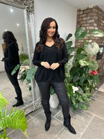 Black Diamante V Neck Knit Tori